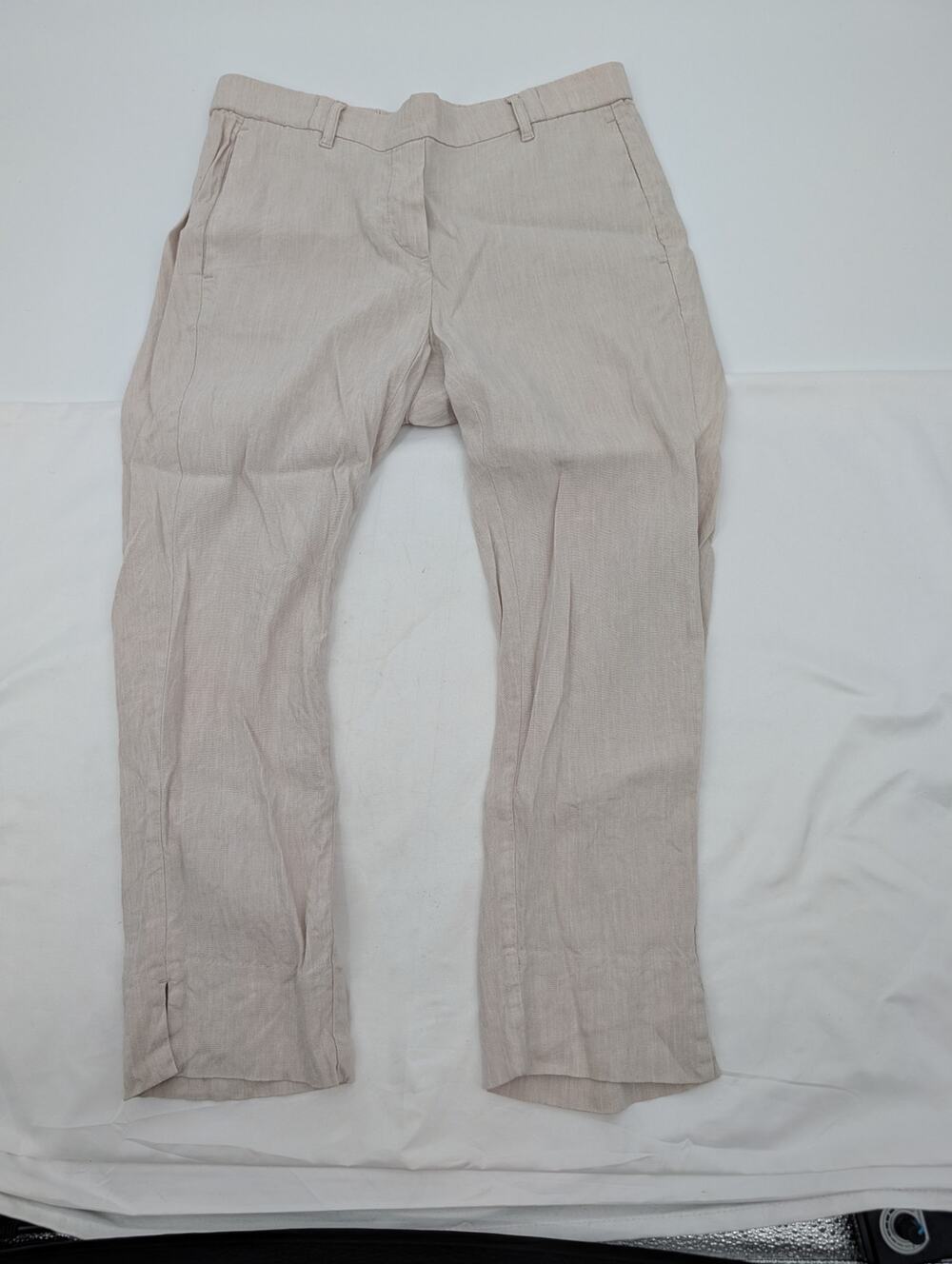 J Jill Linen Blend Stretch Capri Tan Pants Size Small Petite Beachy Vacation